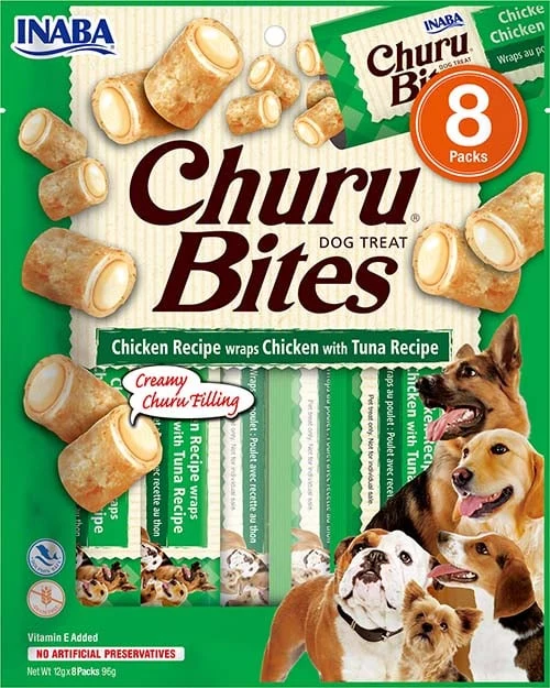 INA Dog Churu Bites Wraps au Poulet avec recette au Poulet et Thon 96Gx8