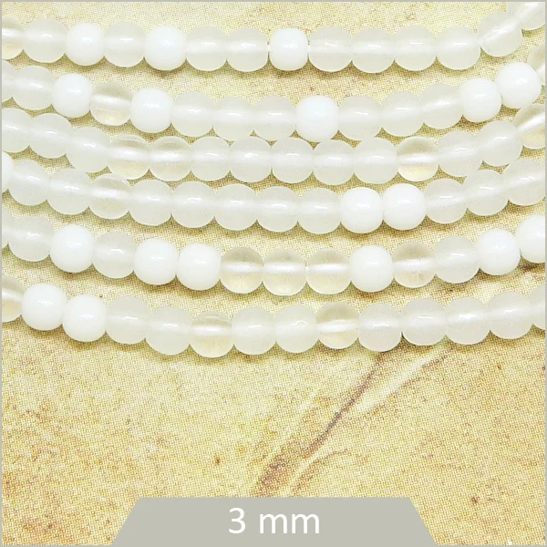 Env. 120 perles de verre rondes blanc dégradé, 3 mm