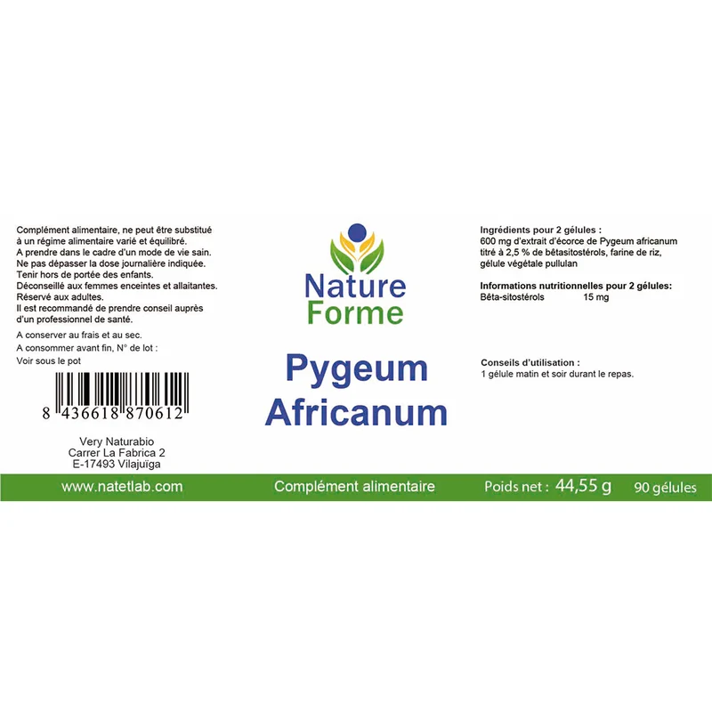Pygeum Africanum - extrait de prunier d'Afrique pour le confort de la prostate et urinaire de l'homme