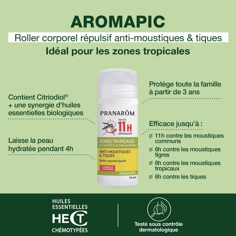 Roller corporel répulsif anti-moustiques & tiques