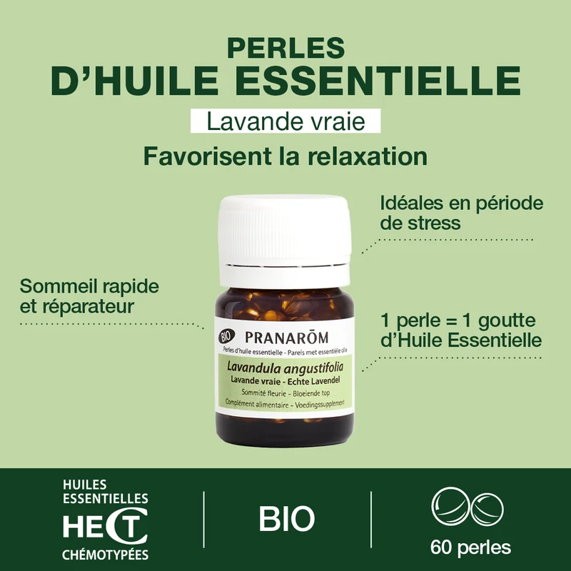Perles d'Huile Essentielle de Lavande vraie - Bio