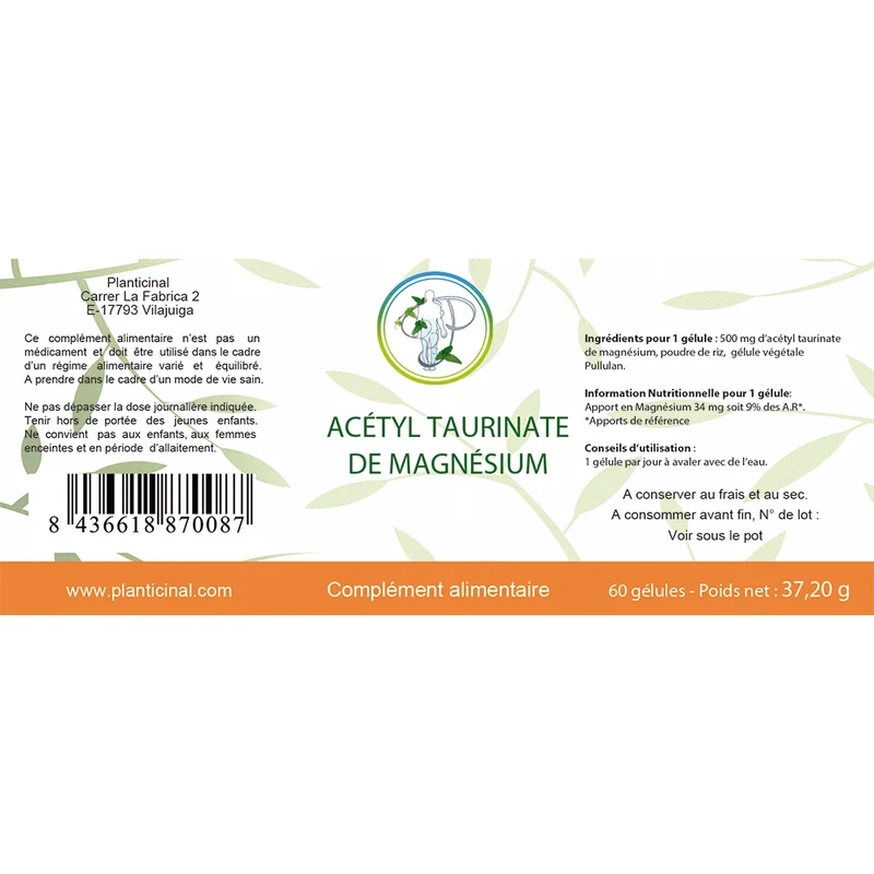 Magnésium Acétyl Taurinate 500 mg – Formule pure à haute tolérance