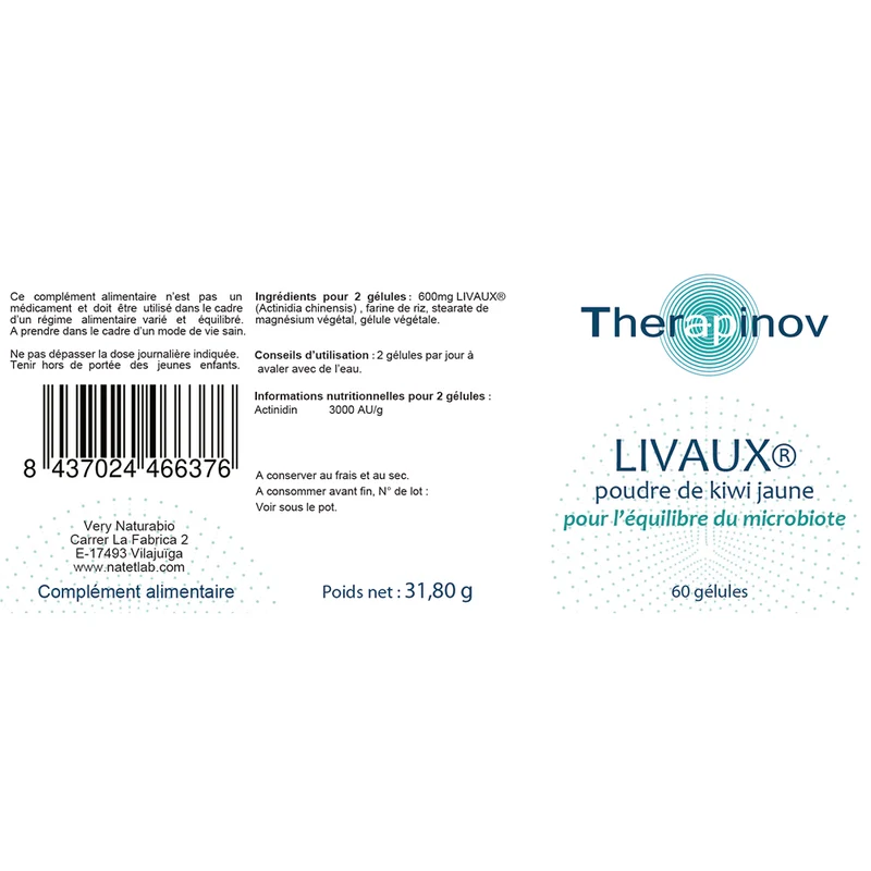 Livaux® Poudre de Kiwi Jaune : Flore Intestinale & Transit