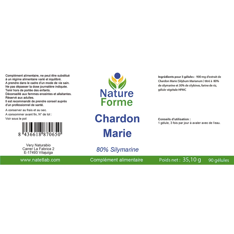 Chardon Marie titré à 80% de silymarines et 30% de silybines