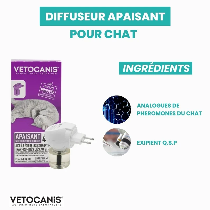 Diffuseur Apaisant Chat + Recharge 48ml (45 jours)