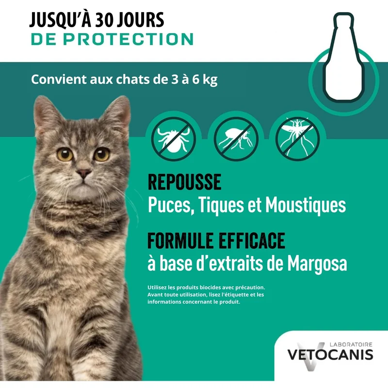 VETOCANIS 10%M Solution répulsive pour spot-on pour chats et chatons