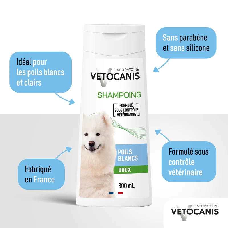 Shampoing Poils Blancs pour Chien, Camomille. 300ml