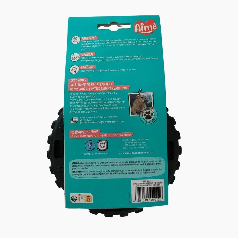 Jouet Pneu Très Résistant pour Chien 15cm - 100% Caoutchouc Végétal
