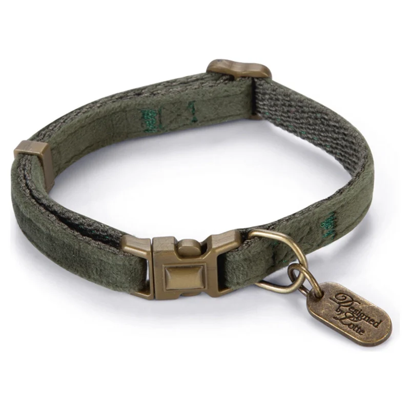 Design by Lotte - Chat - Collier Velura - Vert kaki - 20- 30cmx10mm