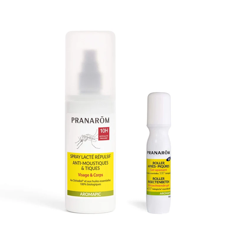 Spray répulsif anti-moustiques et tiques + roller après-piqûres - Bio