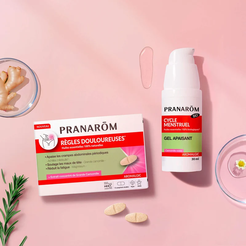 Duo pack comprimés et gel apaisant pour règles douloureuses
