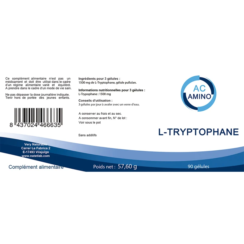 L-Tryptophane 500 mg | 90 gélules | ACAMINO