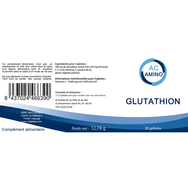 Glutathion + Acerola 17% Vitamine C : Antioxydant