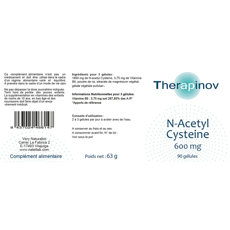 N-Acétyl Cystéine (NAC) 600 mg - Antioxydant & Voies Respiratoires