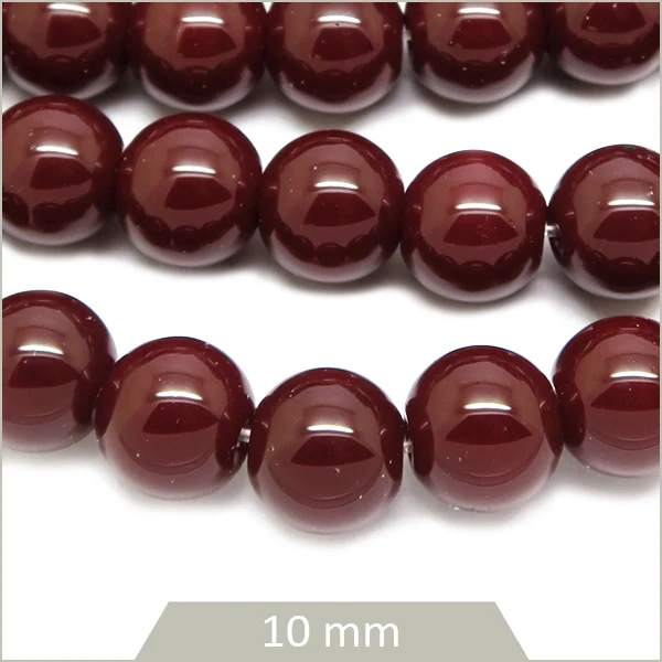 Env. 38 perles de verre rondes rouge grenat 10 mm