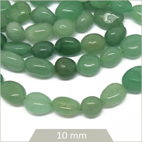 Env. 48 perles galets en Quartz Aventurine calibre 10x6 mm