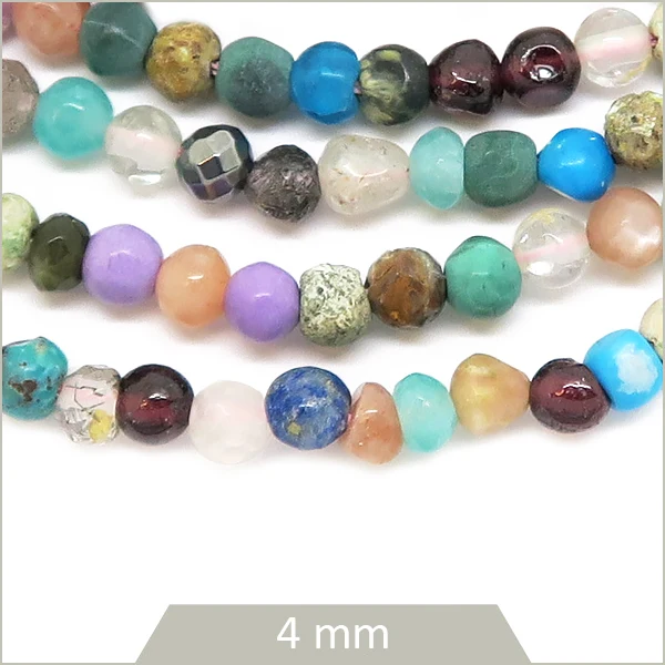 Env. 100 perles mix de pierres naturelles, 4 mm