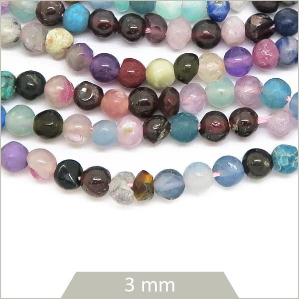 Env. 100 perles mix de pierres naturelles, 3 mm