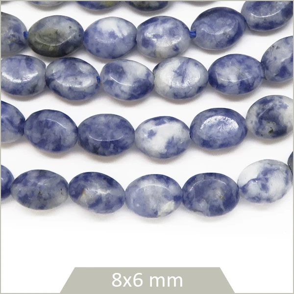 Env. 45 perles ovales en Sodalite, 8x6 mm