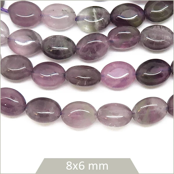 Env. 45 perles ovales en Améthyste, 8x6 mm