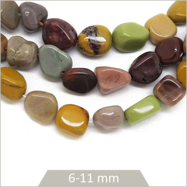 Env. 22 perles galets en Agate Alashan, calibre 6 à 11 mm env.