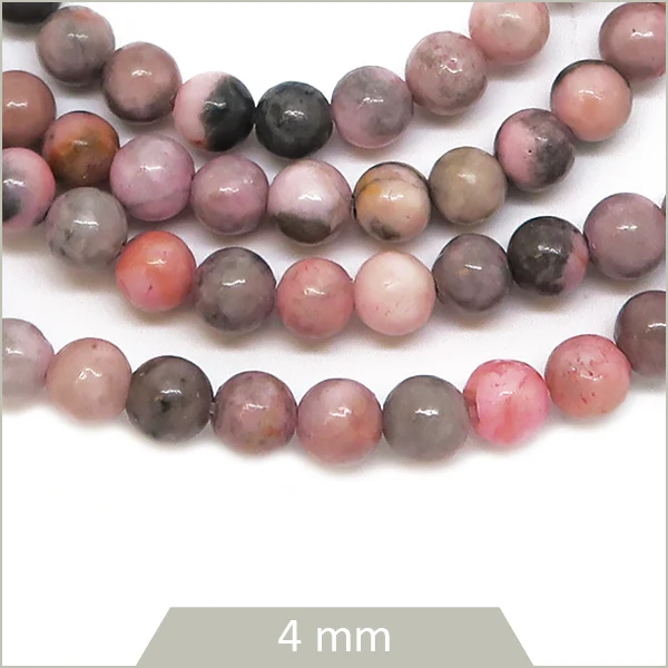Env. 80 perles rondes en Jaspe Zèbre rose 4 mm