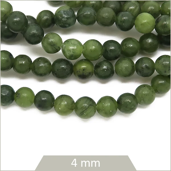 Env. 80 perles rondes en Jade de Chine, 4 mm