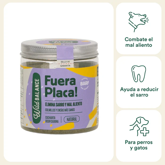 FUERA PLACA! Suplemento para combatir el sarro y el mal aliento