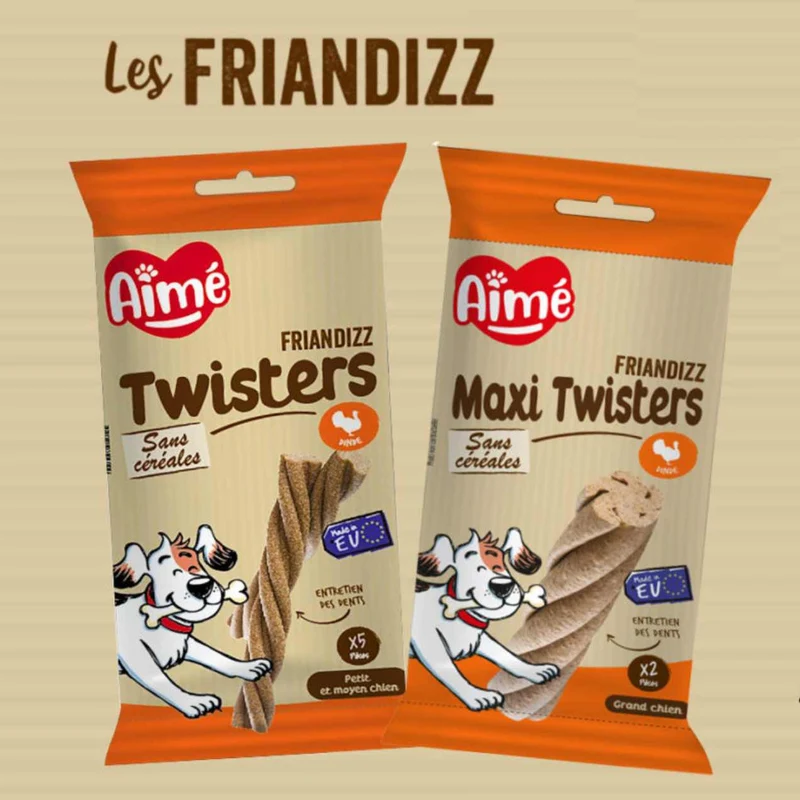 Friandises Twisters dinde sans céréales pour Chien