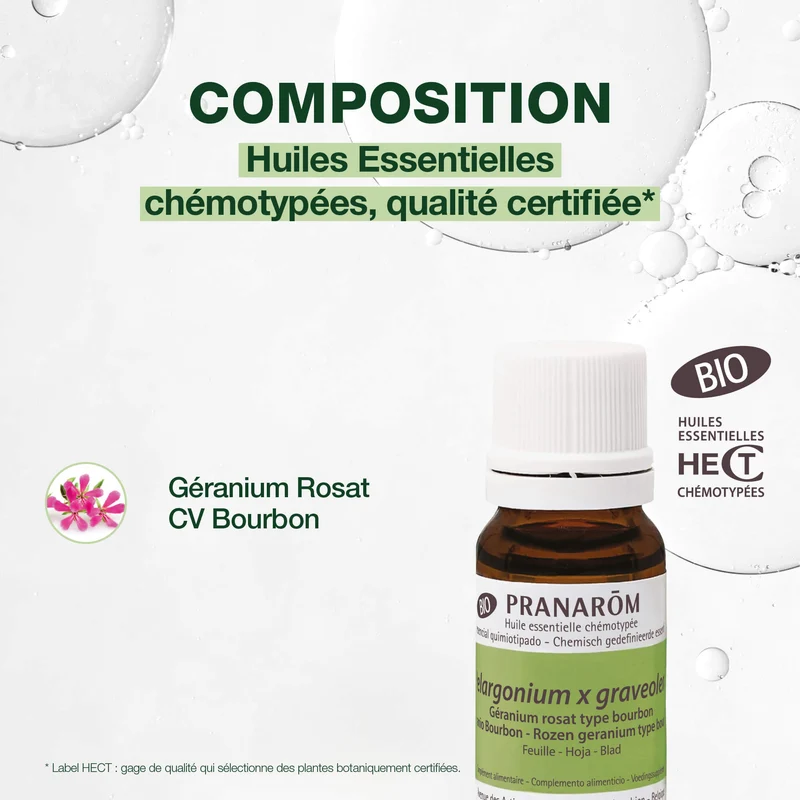 Huile Essentielle de Géranium rosat cv bourbon - Bio
