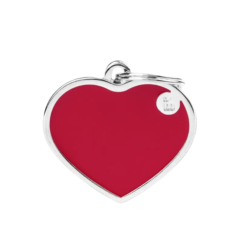Médaille personnalisée - Coeur rouge avec contour argenté - Grand (37x36mm)