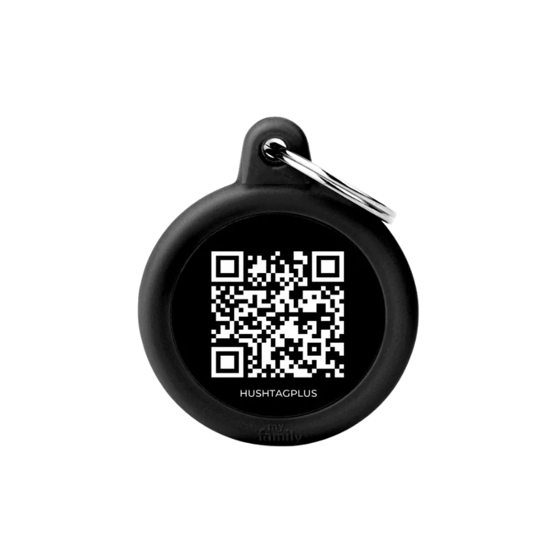 Médaille personnalisée - Cercle noir avec QR code - 31x38mm