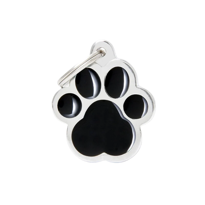 Médaille personnalisée - Patte noire avec contour argenté - 30x35mm