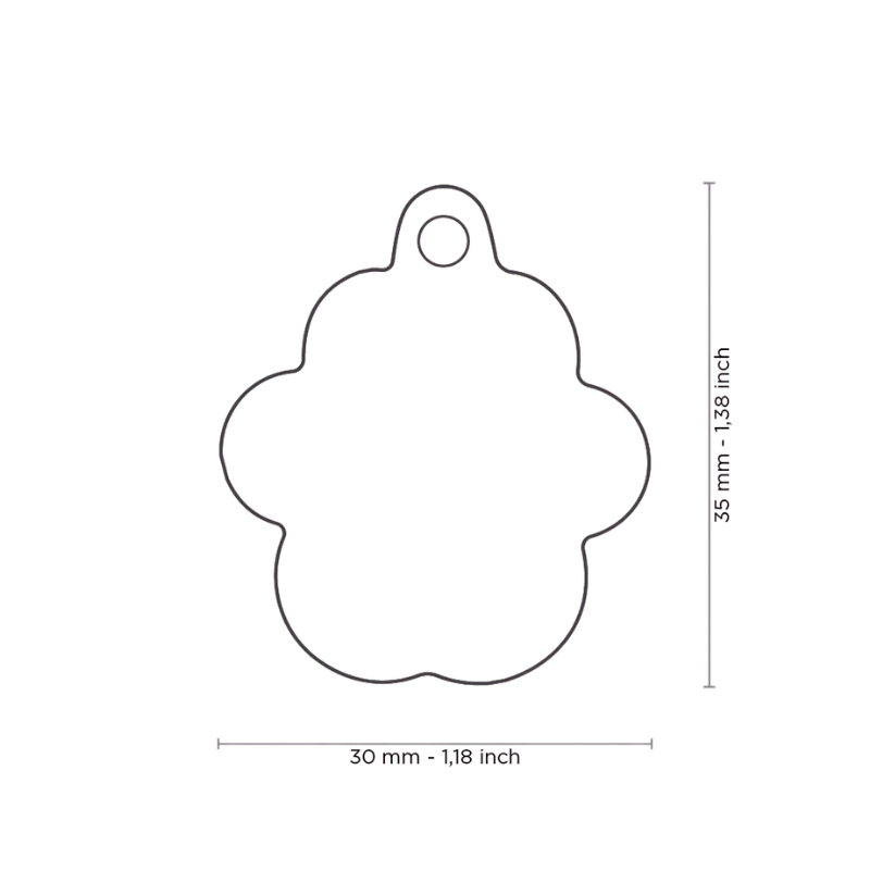 Médaille personnalisée - Patte violette avec contour argenté - 30x35mm
