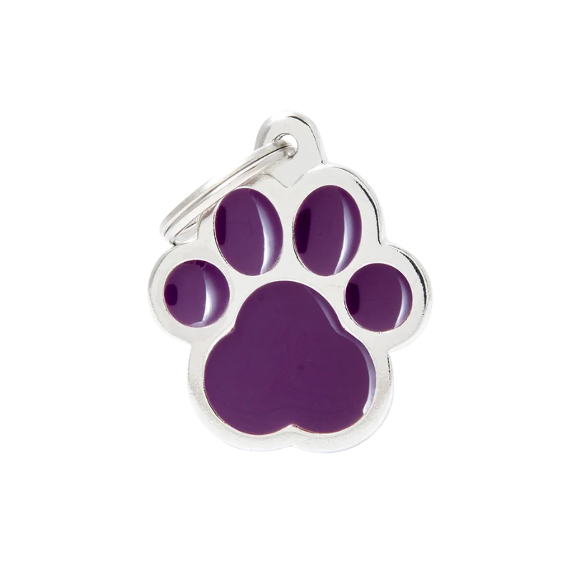 Médaille personnalisée - Patte violette avec contour argenté - 30x35mm