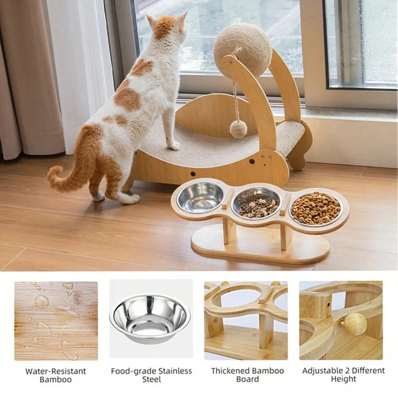 Support gamelle pour chien en bois