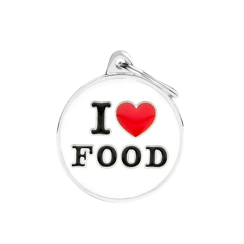 Médaille personnalisée - Charms "I LOVE FOOD" - 32x37mm
