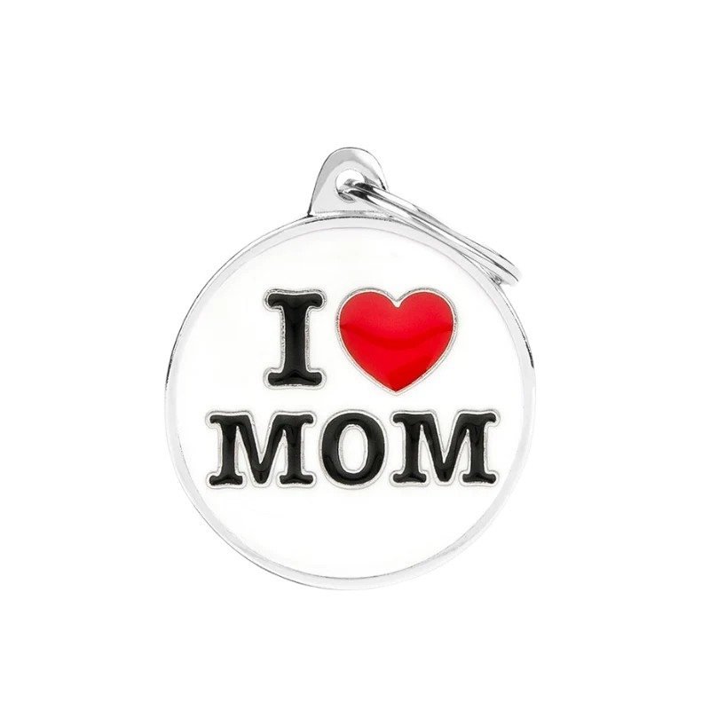 Médaille personnalisée - Charms "I LOVE MOM" - 32x37mm