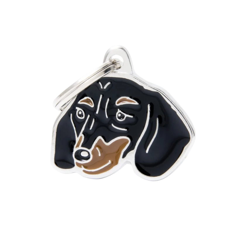 Médaille personnalisée - Teckel Noir Marbré - 29x26mm