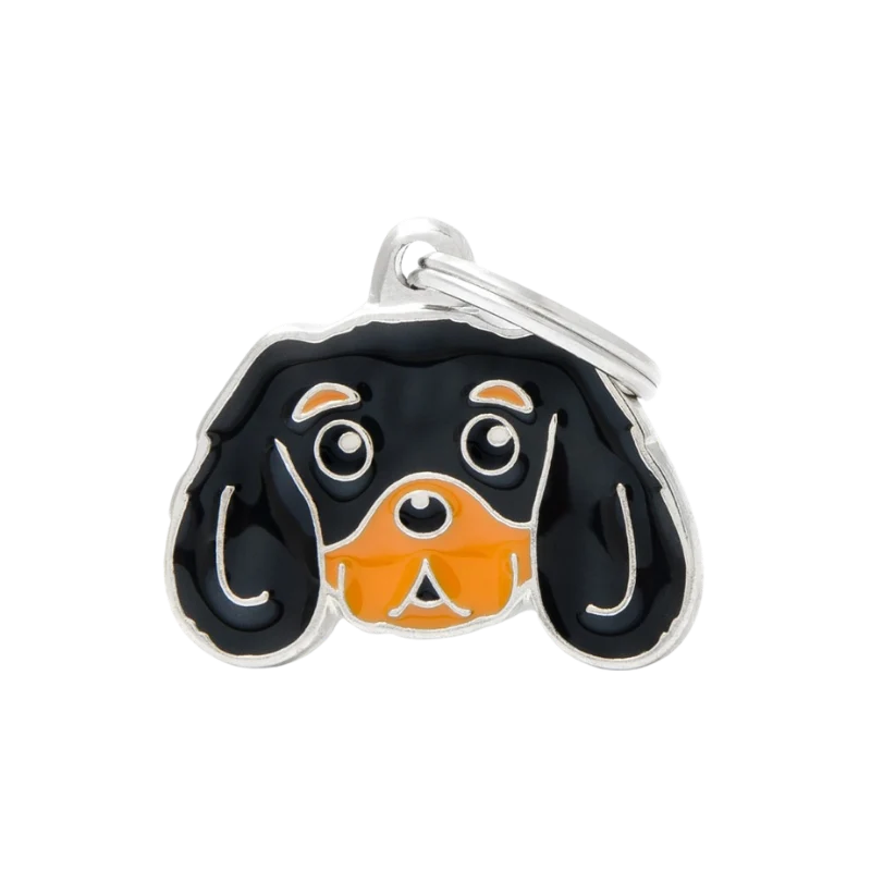 Médaille personnalisée - Cavalier King Charles Noir Marbré - 32x26mm