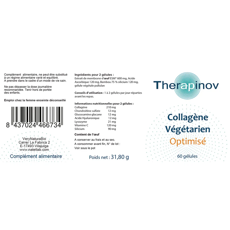 Collagène Végétarien en Gélule + Vitamine C : Peau & Articulations