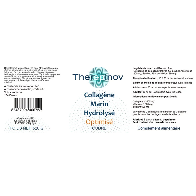 Collagène Marin Pur Hydrolysé en Poudre + Vitamine C : Peau & Articulations