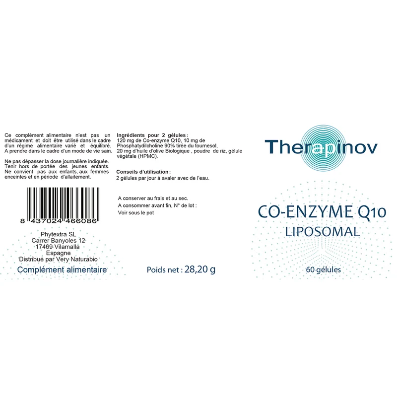 Co- Enzyme Q10 60 mg Liposomal : Antioxydant, Cœur & Circulation