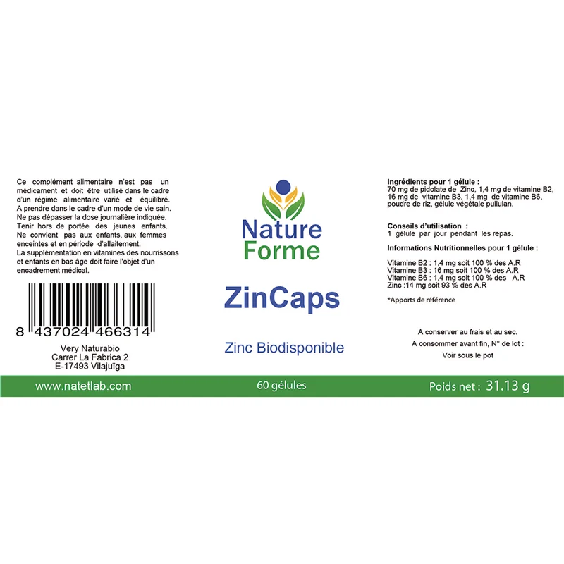 Zincaps (Zinc Pidolate) – Immunité, Vitalité & Peau