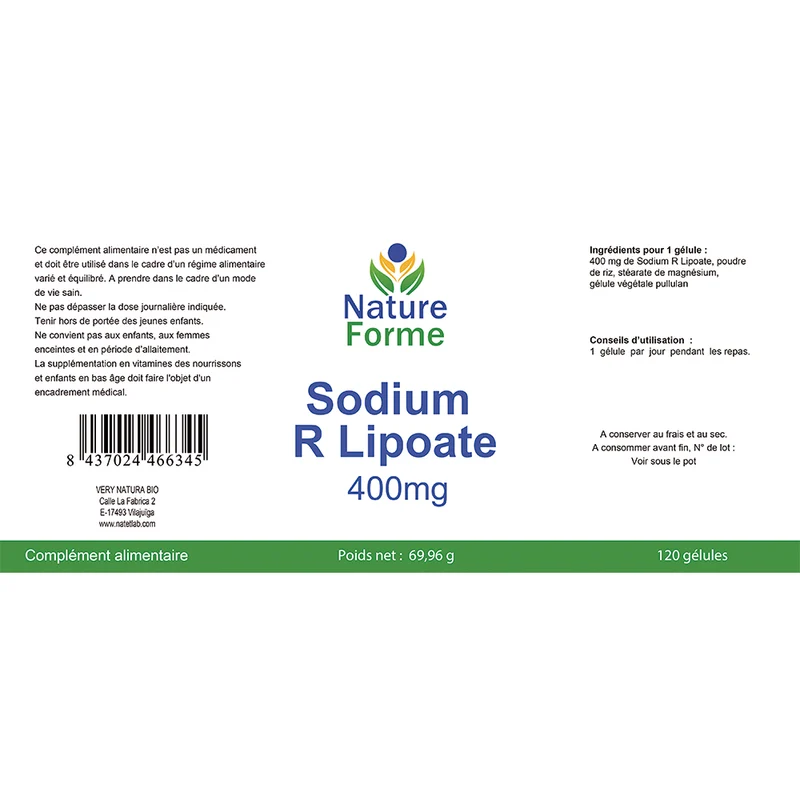 Sodium R Lipoate 400 mg : Antioxydant