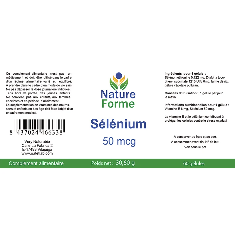 Sélénium + Vit E : Antioxydant