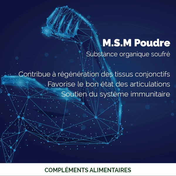 MSM (Méthyl Sulfonyl Méthane) Pur à 99,9% - Soutien Articulations & Cartilages