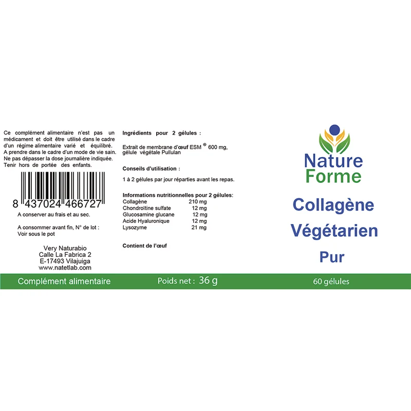 Collagène Végétarien Pur Gélules : Peau & Articulations