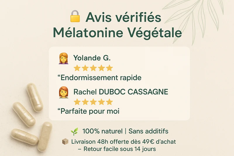 Mélatonine Végétale 95% de produits Bio : Sommeil & Stress