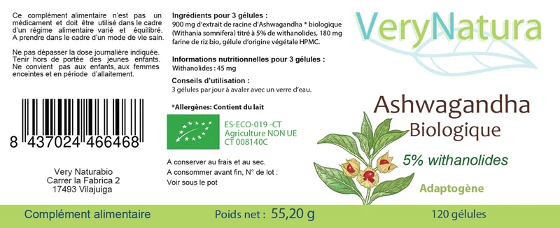 Ashwagandha Bio 5 % : Concentration & Relaxation